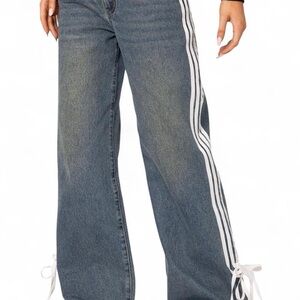 Large Edikted Flare Jeans with White Side Stripes